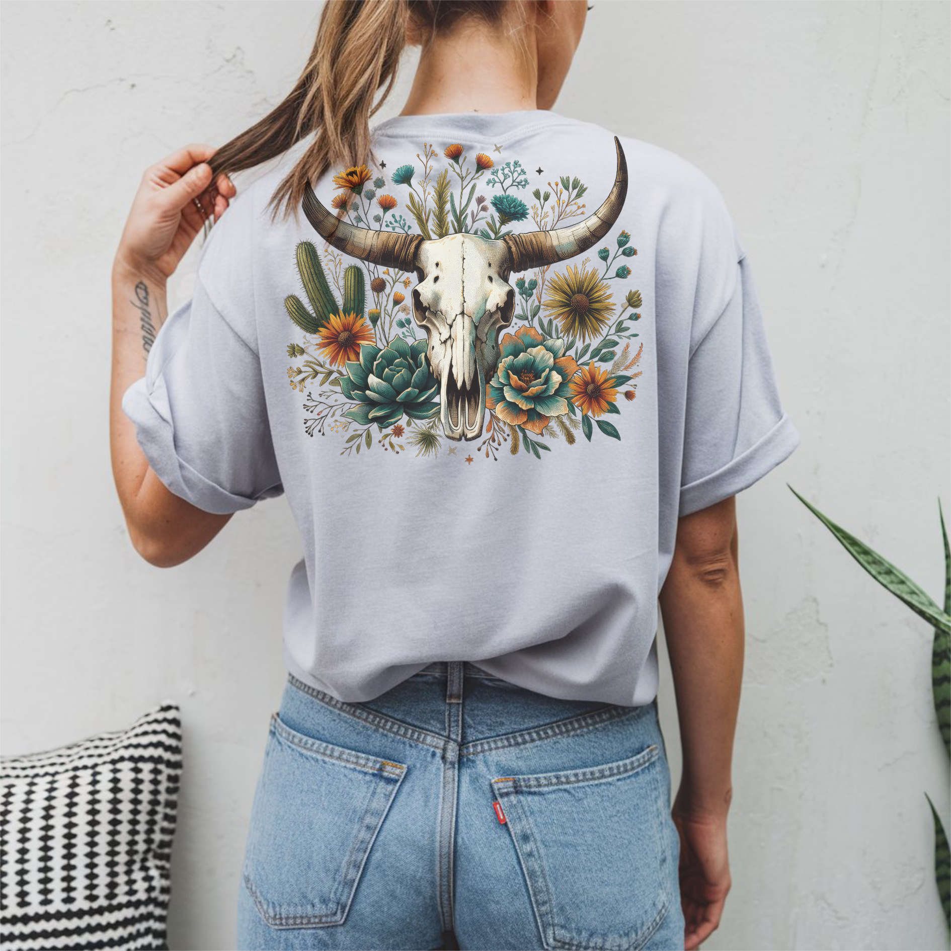 WESTERN FLOWER COWSKULL TEE  | MillerMade Co.