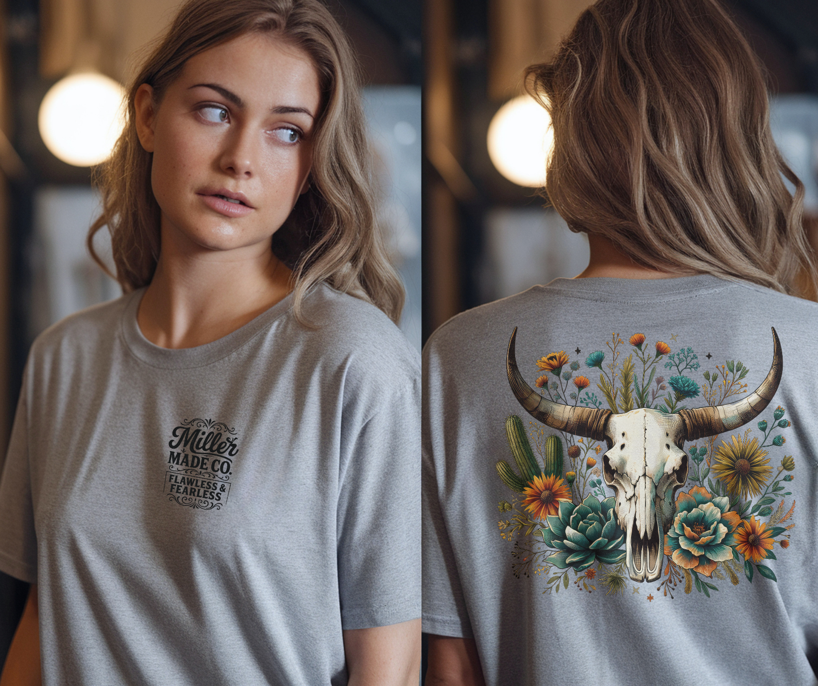 WESTERN FLOWER COWSKULL TEE  | MillerMade Co.