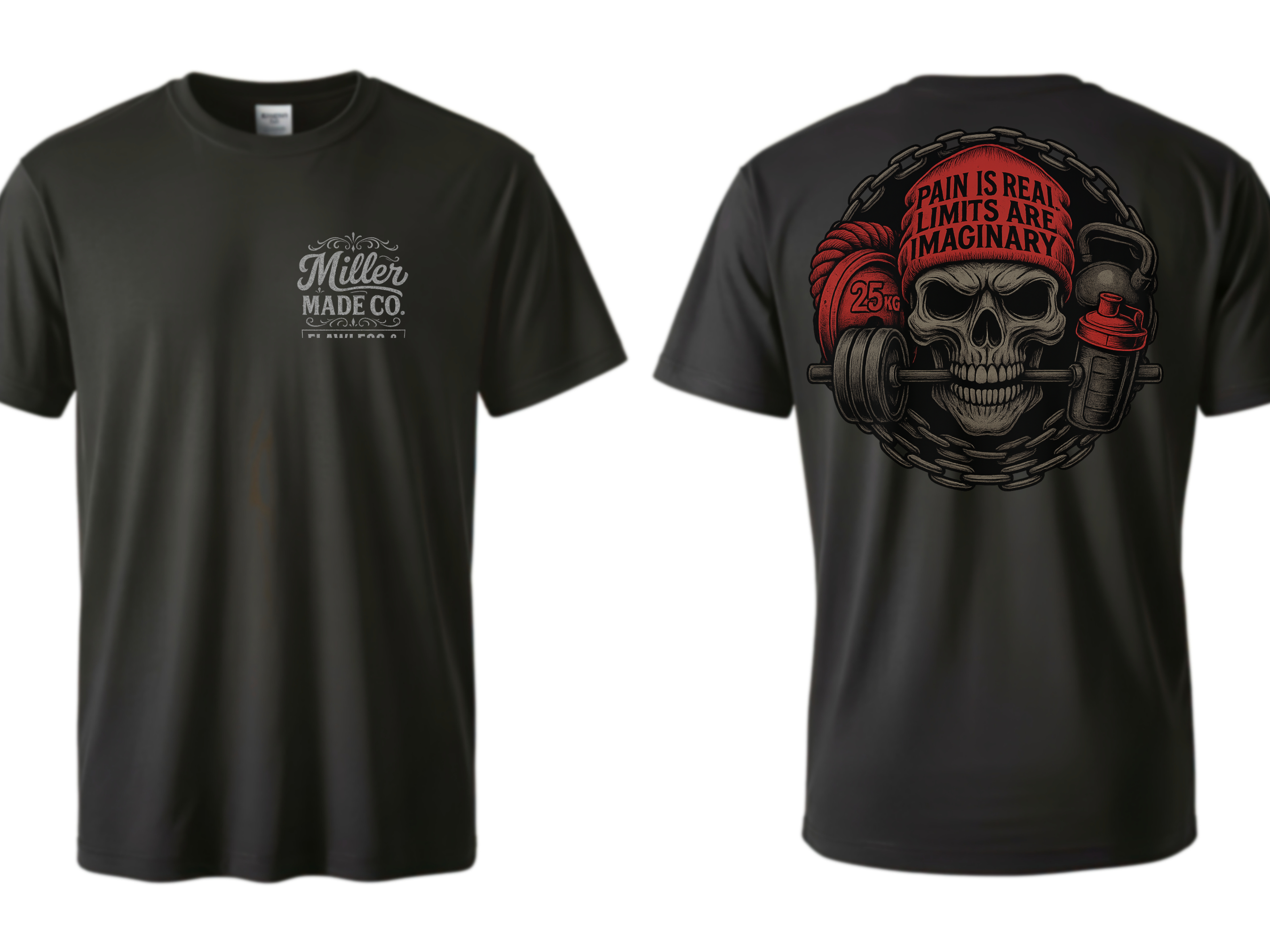 Pain Is Real Skull Gym Shirt – Hardcore Weightlifting Tee