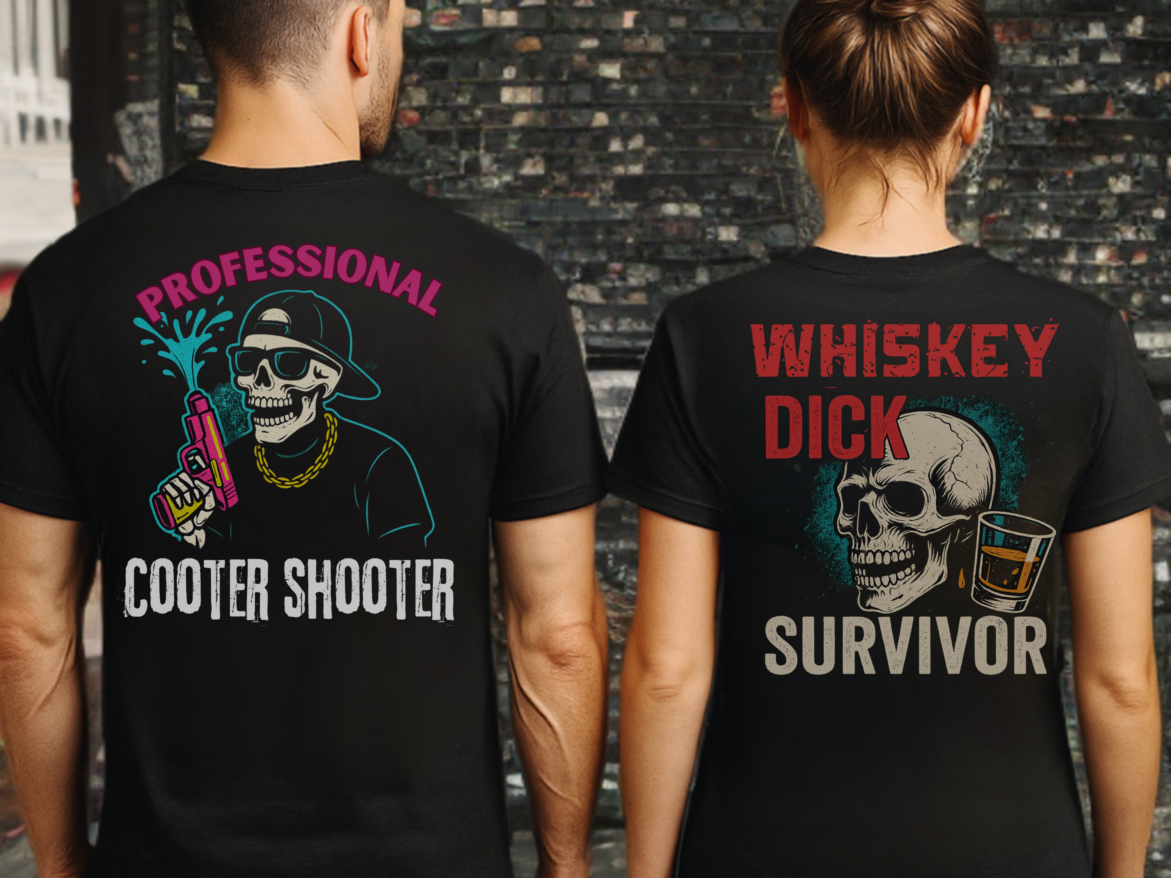 Whiskey Dick Survivor – Funny Skull Drinking T-Shirt”